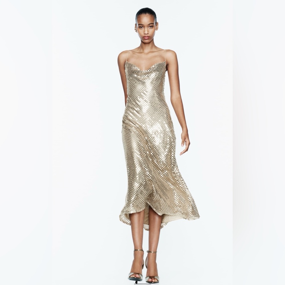 Zara NWT limited edition gold night dress